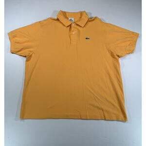 Lacoste Men’s Polo Shirt Size 8 Orange Cotton Pique Crocodile Logo